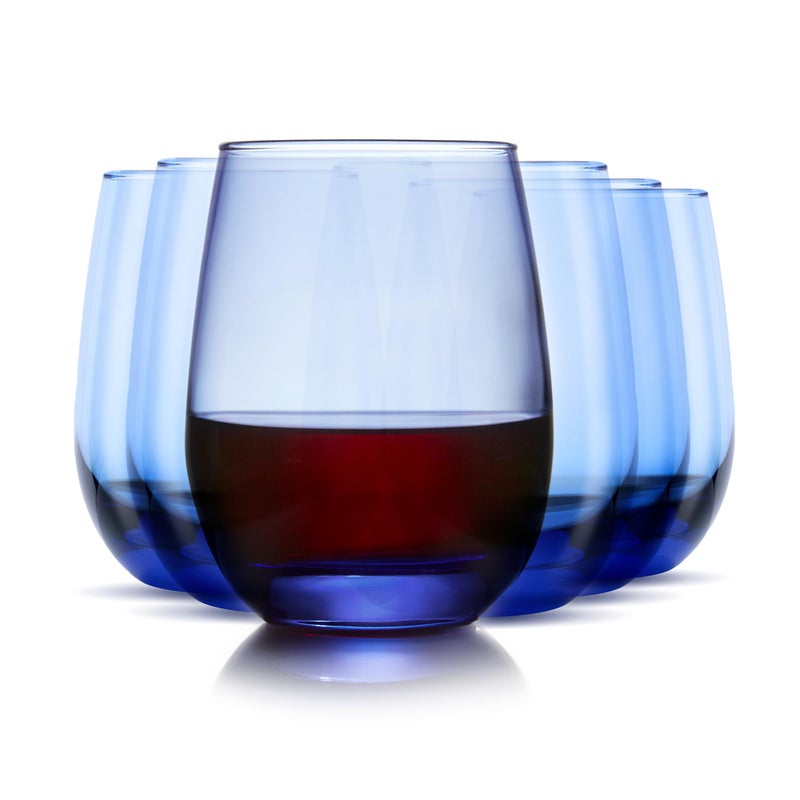 Libbey Classic Blue All-Purpose Stemless Wine Glasses, 15.25-ounce, Set of 6 - Image 1
